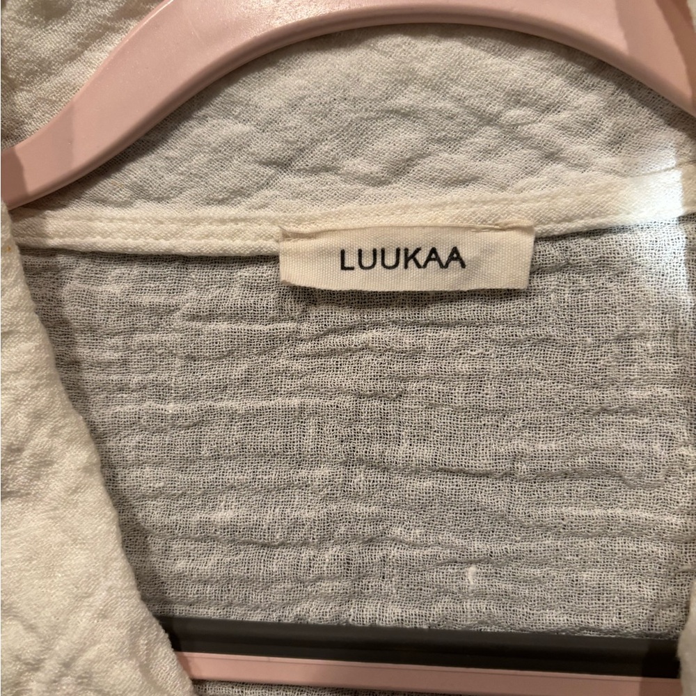 Luukaa Off-White Gauze Textured Asymetrical Jacket/Blouse